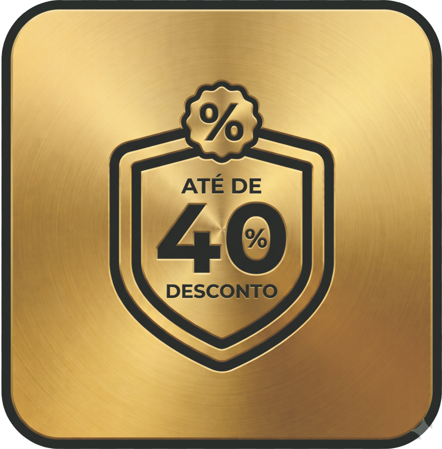 Ícone representativo de acordo bancário com redução real de até 40 por cento sobre o saldo devedor